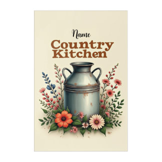 Personalized Milk Can & Flowers Canvas Print Acrylic Print