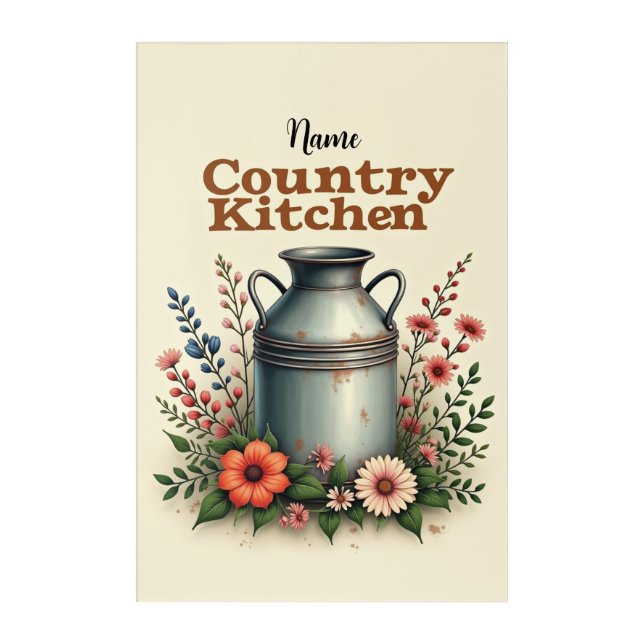 Personalized Milk Can & Flowers Canvas Print Acrylic Print (Front)