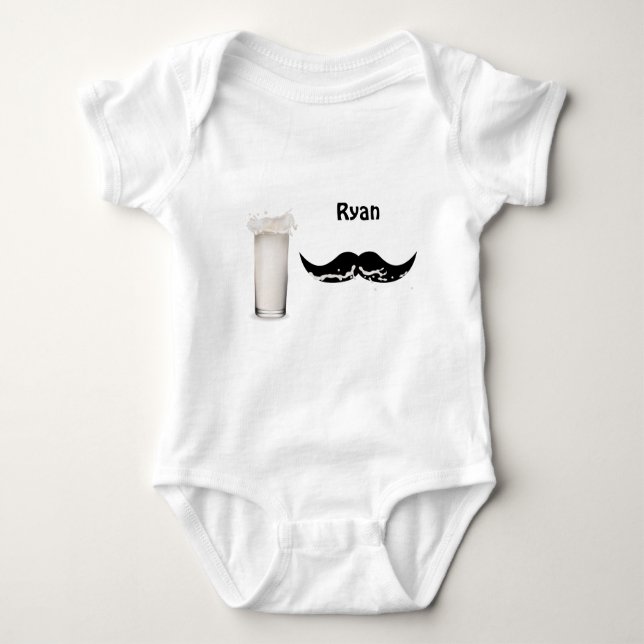 Personalized Milk Mustache Baby Bodysuit (Front)