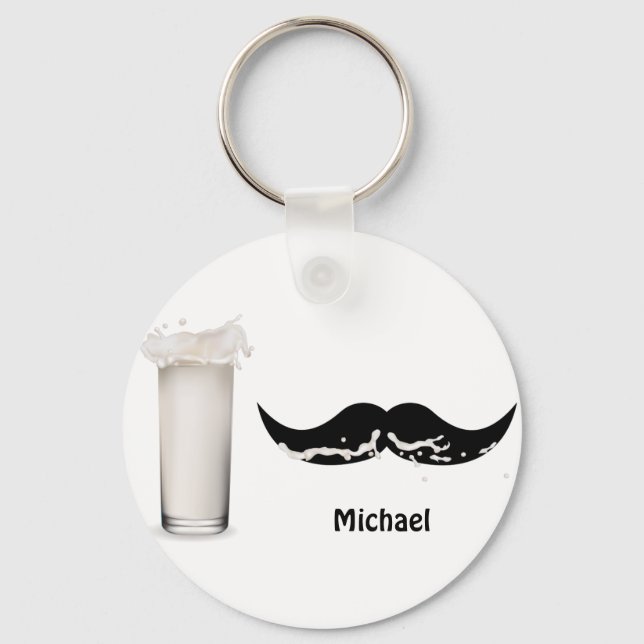 Personalized Milk Mustache Keychain (Front)