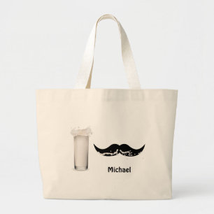 Personalized Milk Mustache Large Tote Bag