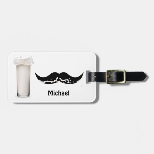 Personalized Milk Mustache Luggage Tag