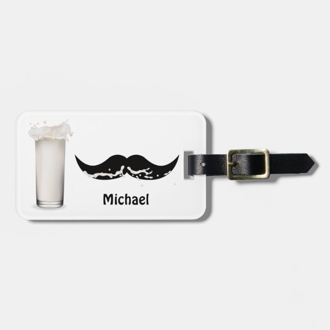 Personalized Milk Mustache Luggage Tag (Front Horizontal)