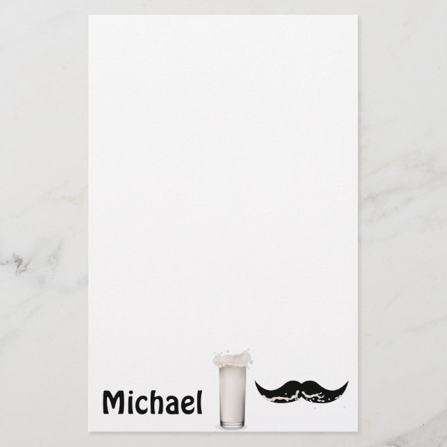 Personalized Milk Mustache Stationery (Front)