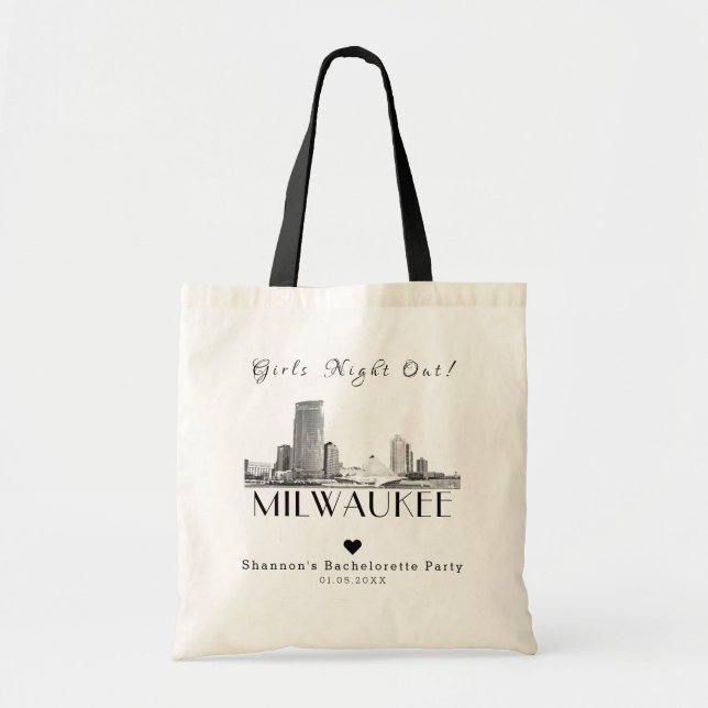 Personalized Milwaukee Bachelorette Party Tote Bag (Front)