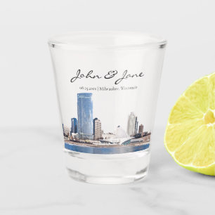 Personalized Milwaukee Skyline Shot Glass