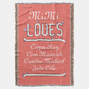 Personalized Mimi Loves Her 4 Grands Throw Blanket