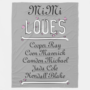 PERSONALIZED MiMi LOVES her grandchildren Fleece Blanket