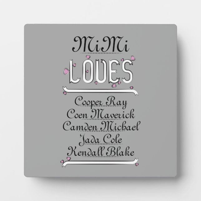 Personalized Mimi Loves Her Grands Plaque (Front)