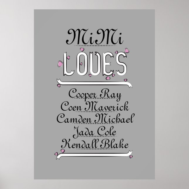 Personalized Mimi Loves Her Grands Poster (Front)