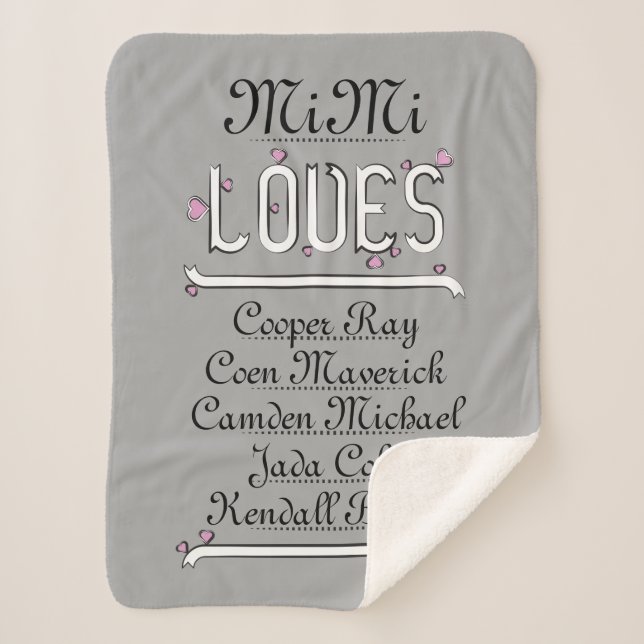 Personalized Mimi Loves Her Grands Sherpa Blanket (Front)