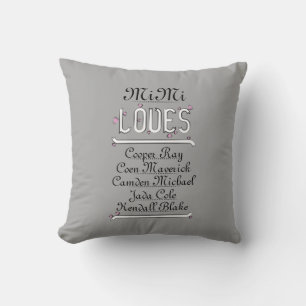 Personalized Mimi Loves Her Grands Throw Pillow