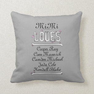 Personalized Mimi Loves Her Grands Throw Pillow