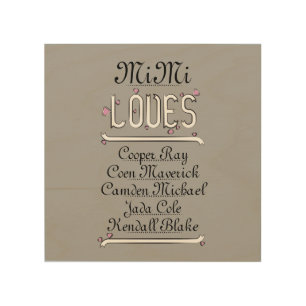 Personalized Mimi Loves Her Grands Wood Wall Art