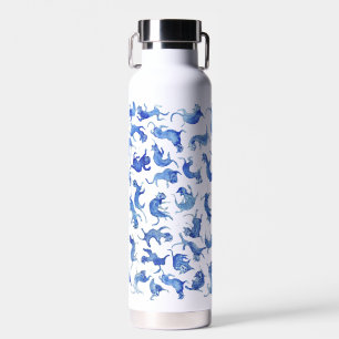 Personalized Ming Blue Floating Cats Water Bottle