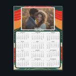 Personalized Mini 2025 Calendar | Family Photo<br><div class="desc">A cute little 2025 mini calendar to stick on your frig! Add your family photo and edit the text to put a holiday greeting in the personalize area. Background is modern abstract orange,  deep green and fall colors.</div>