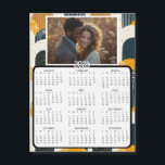 Personalized Mini 2025 Calendar | Family Photo<br><div class="desc">A cute little 2025 mini calendar to stick on your frig! Add your family photo and edit the text to put a holiday greeting in the personalize area. Background is modern abstract dark blue,  gold.</div>