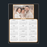 Personalized Mini 2025 Calendar | Family Photo<br><div class="desc">A cute little 2025 mini calendar to stick on your frig! Add your family photo and edit the text to put a holiday greeting in the personalize area. Background is pretty black and gold.</div>