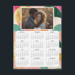 Personalized Mini 2025 Calendar | Family Photo<br><div class="desc">A cute little 2025 mini calendar to stick on your frig! Add your family photo and edit the text to put a holiday greeting in the personalize area. Background is modern abstract pink,  teal and gold.</div>