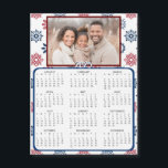 Personalized Mini 2025 Calendar | Family Photo<br><div class="desc">A cute little 2025 mini calendar to stick on your frig! Add your family photo and edit the text to put a holiday greeting in the personalize area. Background is burgundy and dark blue snowflakes.</div>