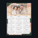 Personalized Mini Calendar | Family Photo Pink<br><div class="desc">A cute little mini calendar to stick on your frig! Add your family photo and edit the text to put a holiday greeting in the personalize area. Background is pretty pink,  gold and black.</div>