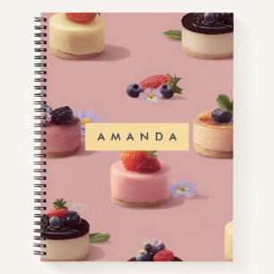 Personalized Mini Cheesecake Dessert Pattern Notebook
