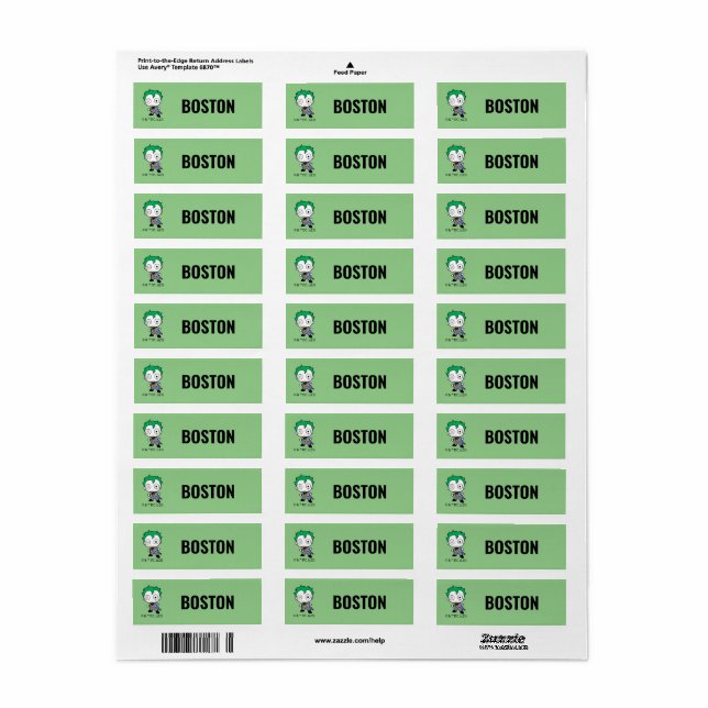Personalized Mini Joker Kids' Labels (Full Sheet)