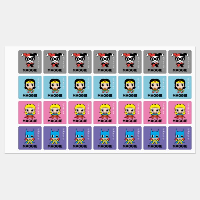 Personalized Mini Justice League Girls Kids' Label (Sheet)