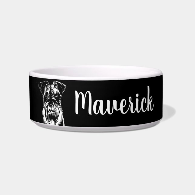 Personalized Mini Schnauzer Dog Lover Custom Name Bowl (Front)