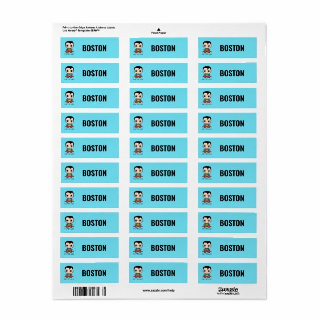 Personalized Mini Superman Kids' Labels (Full Sheet)