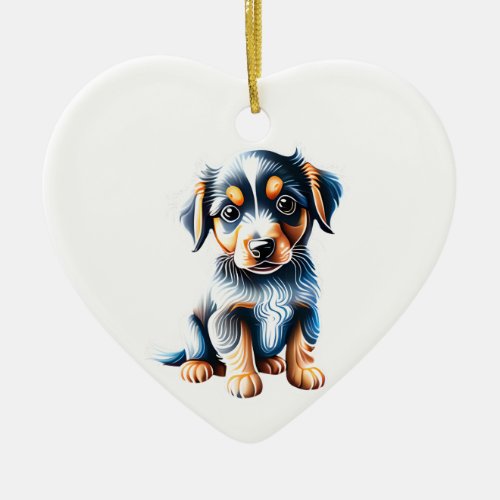 Personalized Miniature American Shepherd Puppy Ceramic Ornament