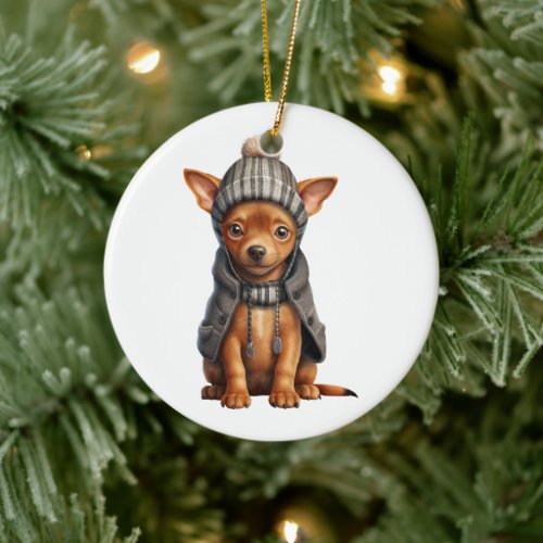 Personalized Miniature Pinscher Dog Ceramic Ornament