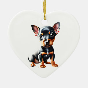Personalized Miniature Pinscher Puppy Ceramic Ornament