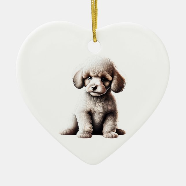 Personalized Miniature Poodle Puppy Ceramic Ornament (Front)