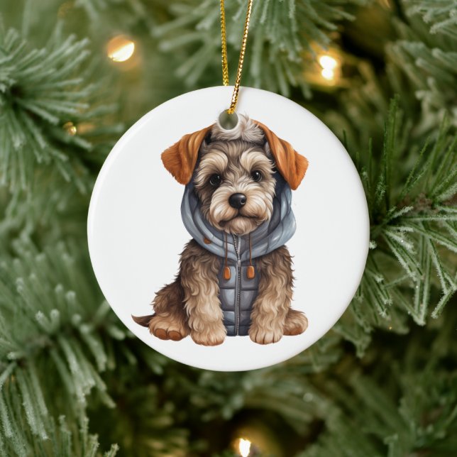 Personalized Miniature Schnauzer Dog Art Ceramic Ornament (Tree)