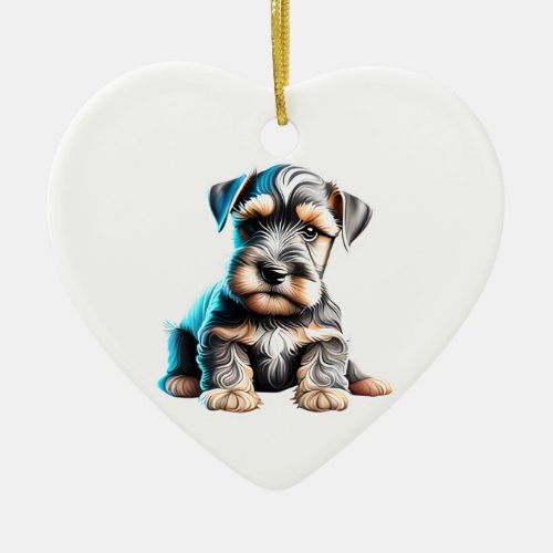 Personalized Miniature Schnauzer Puppy Ceramic Ornament