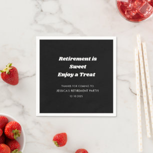 Personalized Minimal Black White Retirement party Napkins