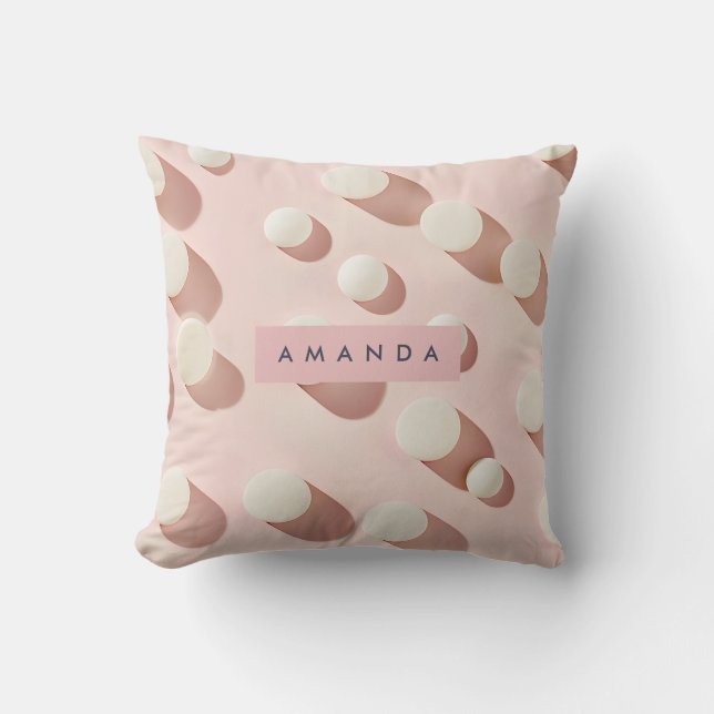 Personalized Minimal Blush Pink Circles Style Throw Pillow (Front)