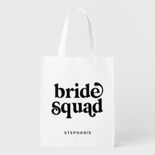 Personalized Minimal Bride Squad Grocery Bag