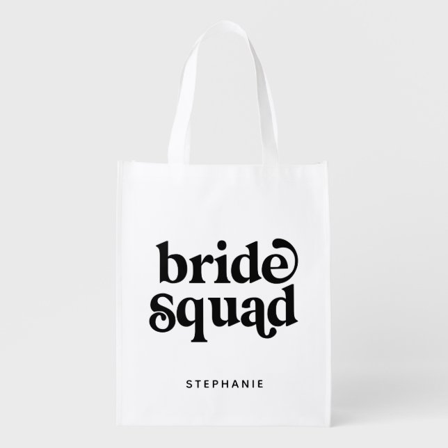 Personalized Minimal Bride Squad Grocery Bag (Front)