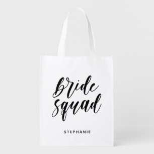 Personalized Minimal Bride Squad Grocery Bag