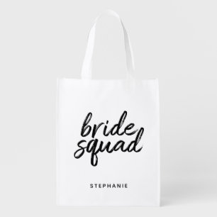 Personalized Minimal Bride Squad Grocery Bag