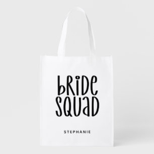 Personalized Minimal Bride Squad Grocery Bag