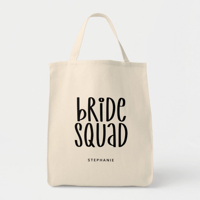 Personalized Minimal Bride Squad Tote Bag (Front)