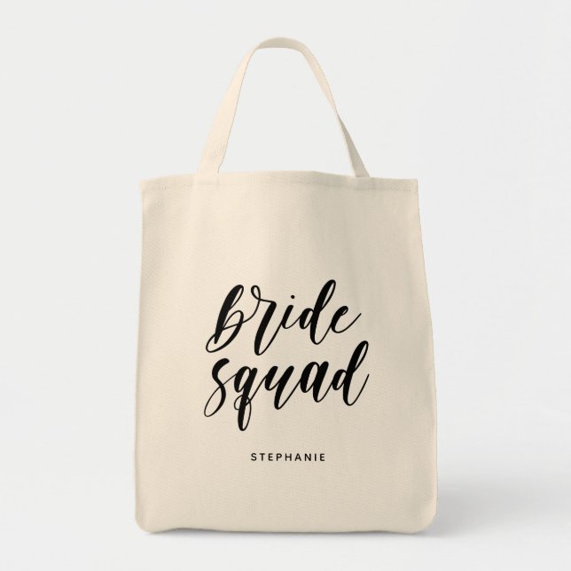 Personalized Minimal Bride Squad Tote Bag (Front)
