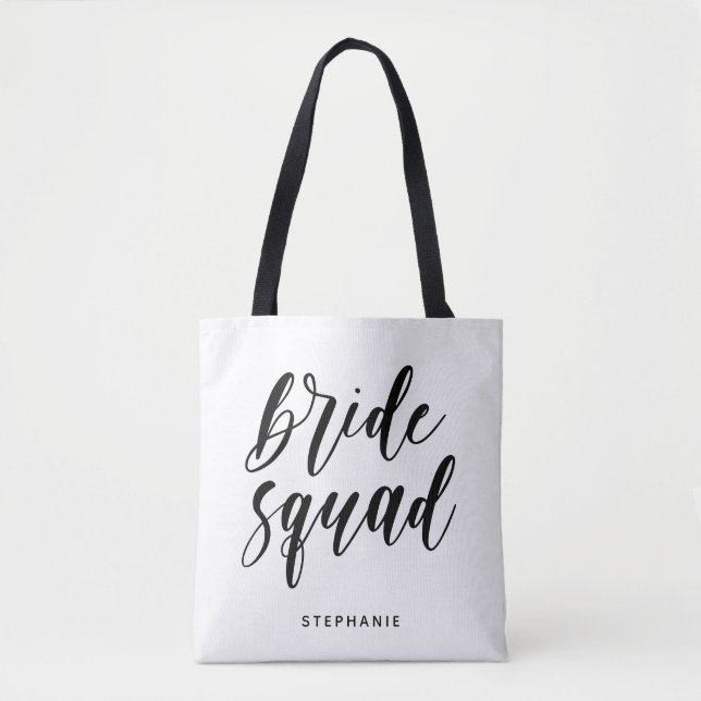 Personalized Minimal Bride Squad Tote Bag (Front)