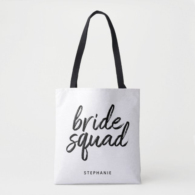 Personalized Minimal Bride Squad Tote Bag (Front)