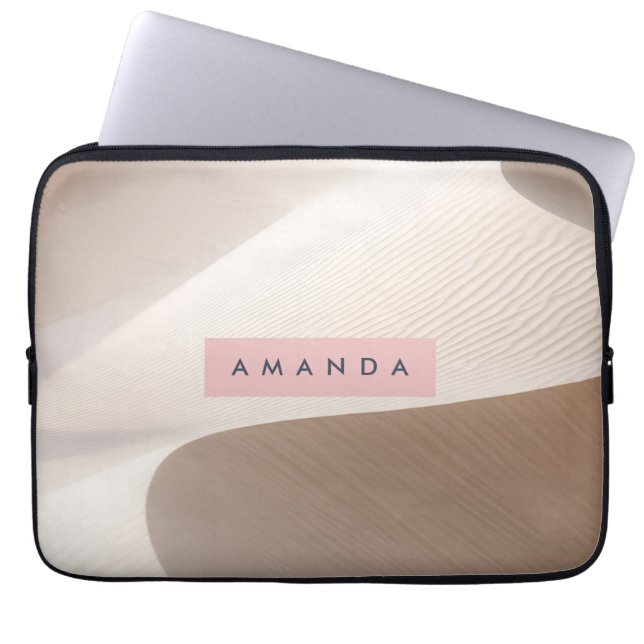 Personalized Minimal Desert Dune Aesthetic Neutral Laptop Sleeve (Front)