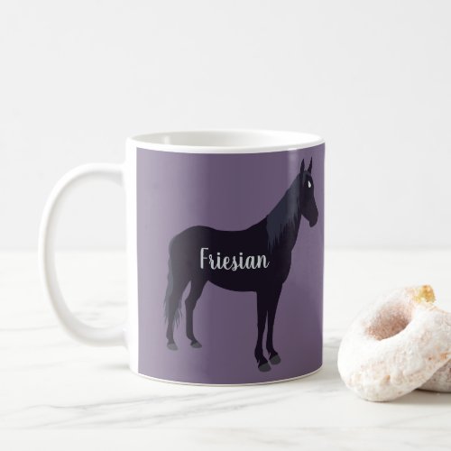 Personalized Minimal Friesian Horse Silhouette Coffee Mug