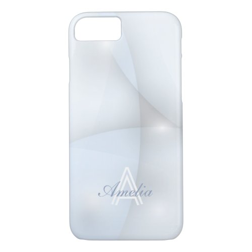 Personalized Minimal Geometric Light Blue Monogram iPhone 87 Case